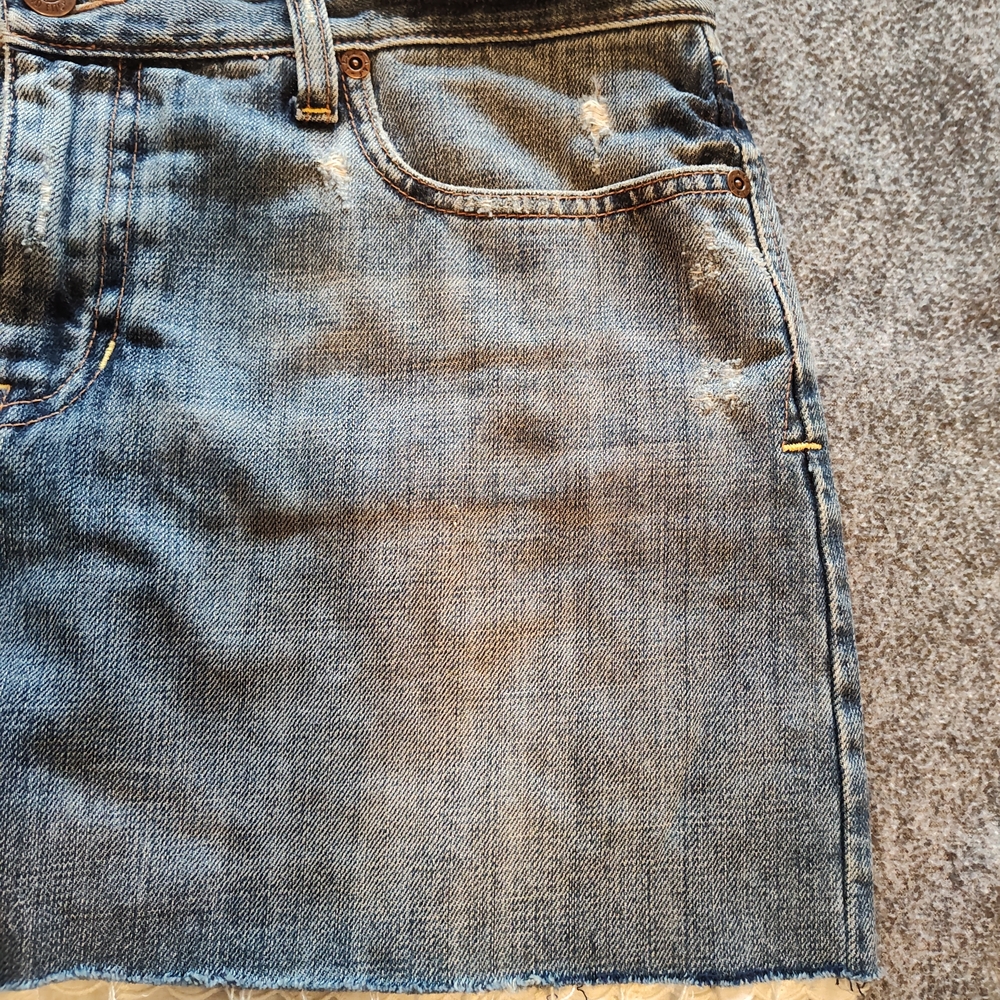 Abercrombie & Fitch Denim Mini Skirt with Lace Trim - Picture 4 of 9
